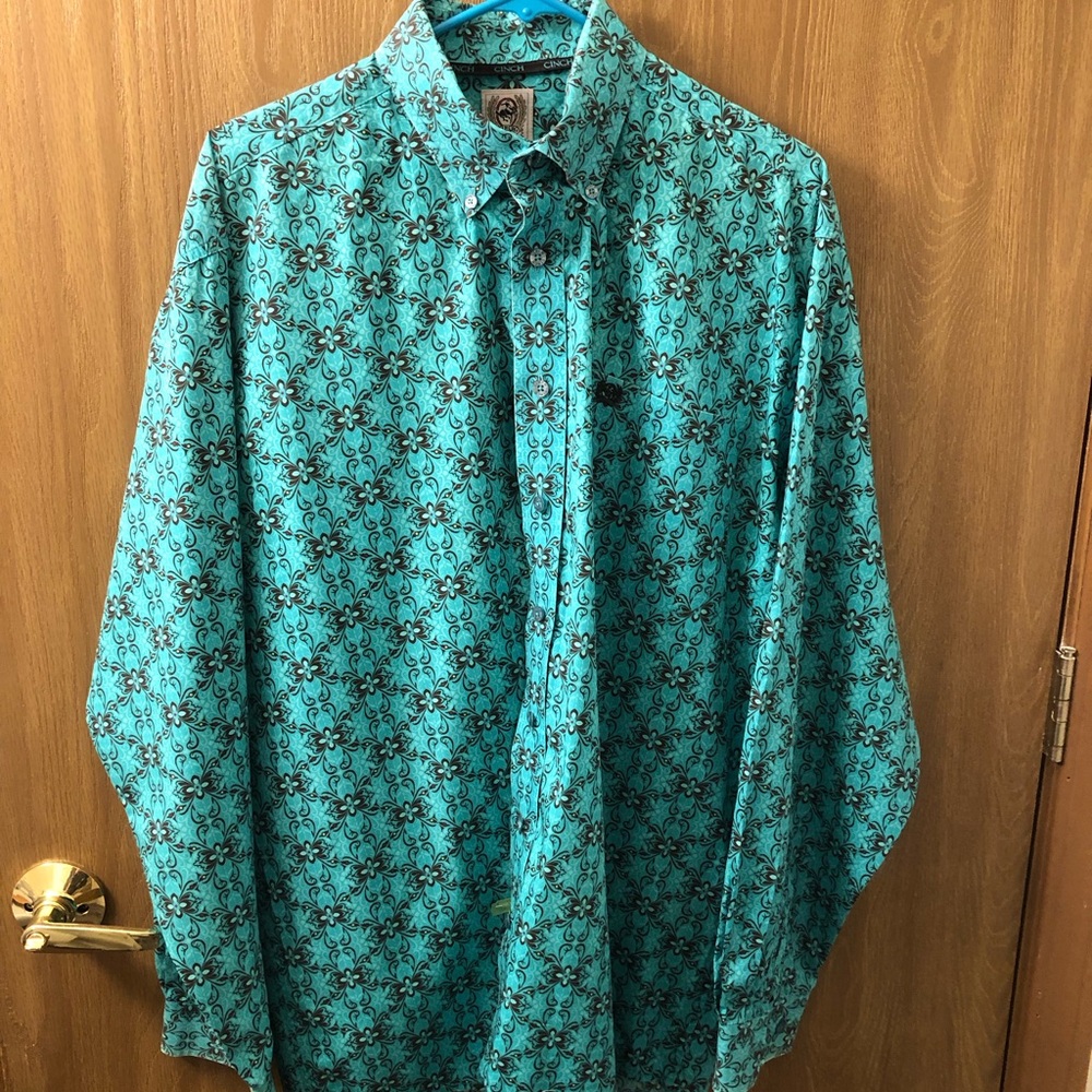 Men's Turquoise Patterned Shirt
